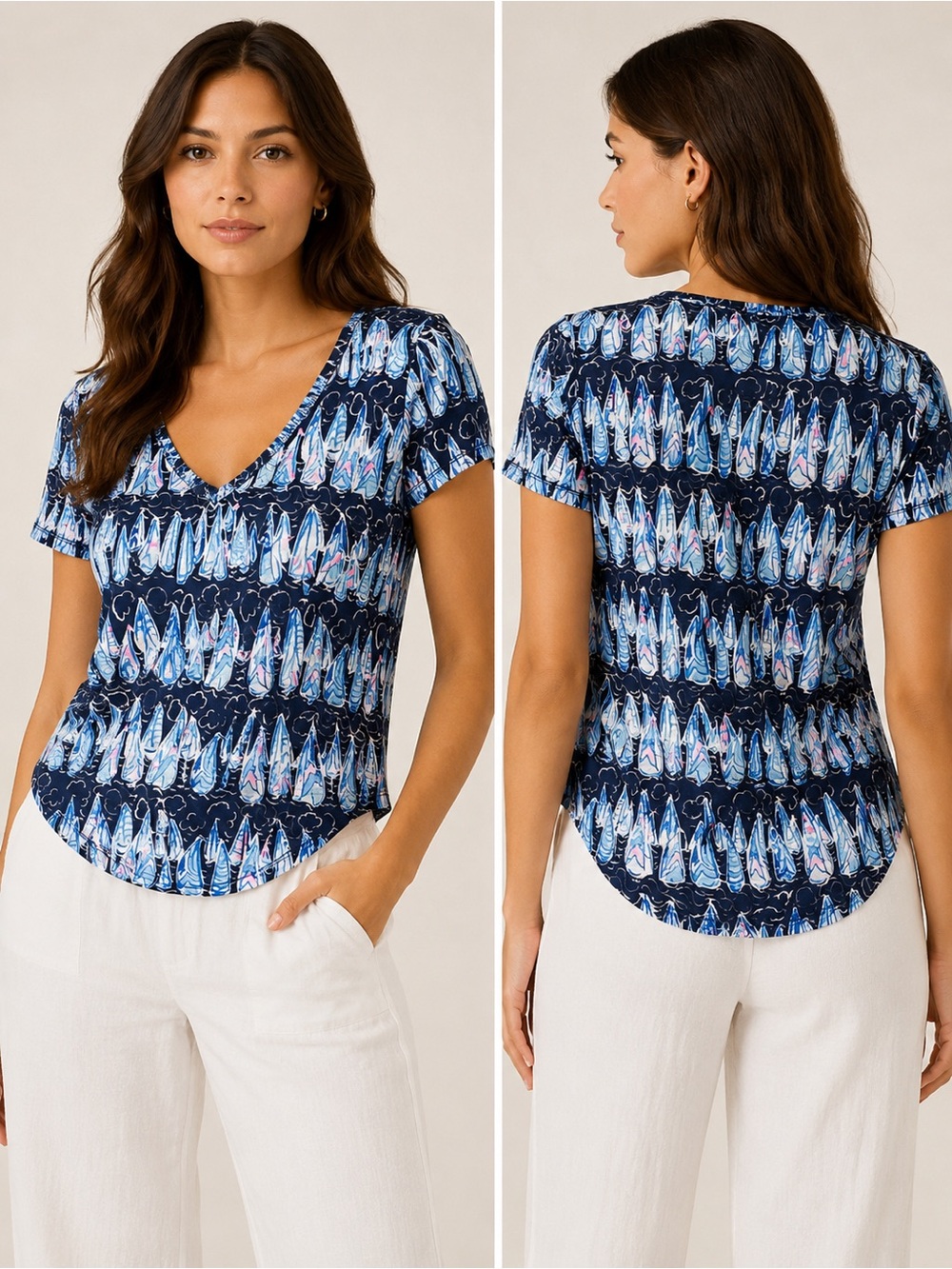 lilly pulitzer etta v-neck sailboats print t-shirt xs nwt
